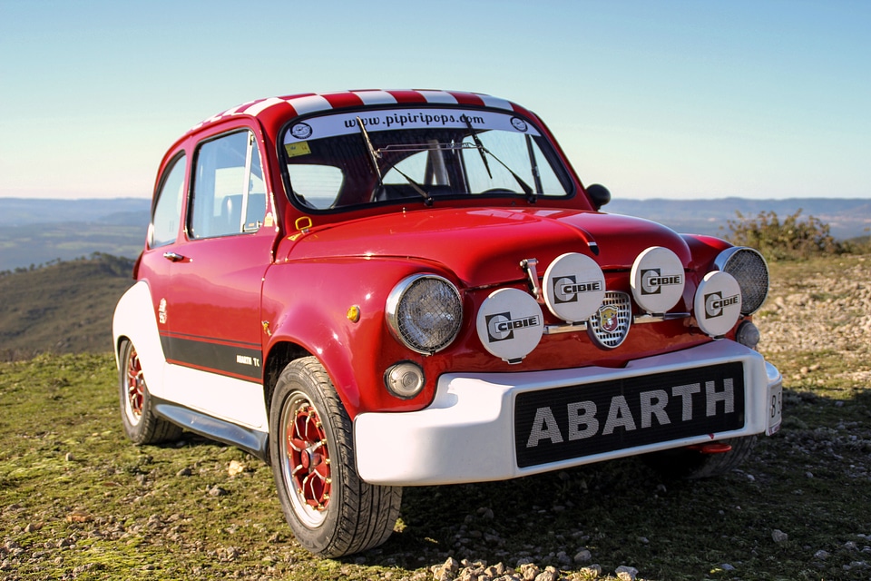Classic red car seventies