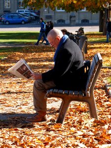 Read newspaper park photo