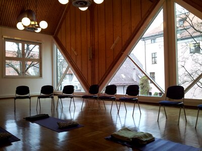 Seminar room yoga room meditation photo