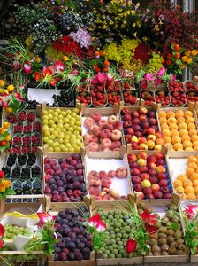 Colorful market sales stand