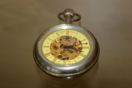 Old antique brown clock photo