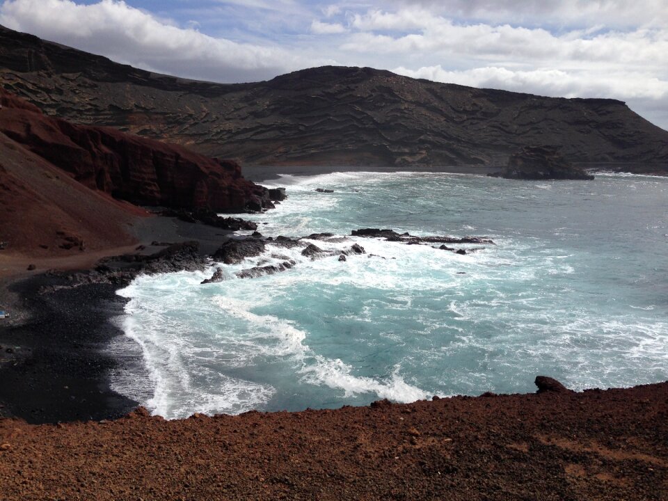 Lanzarote rocky coast surf