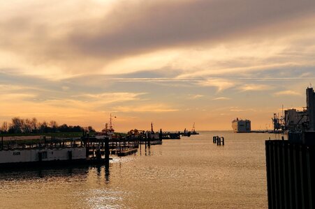North sea city sunset