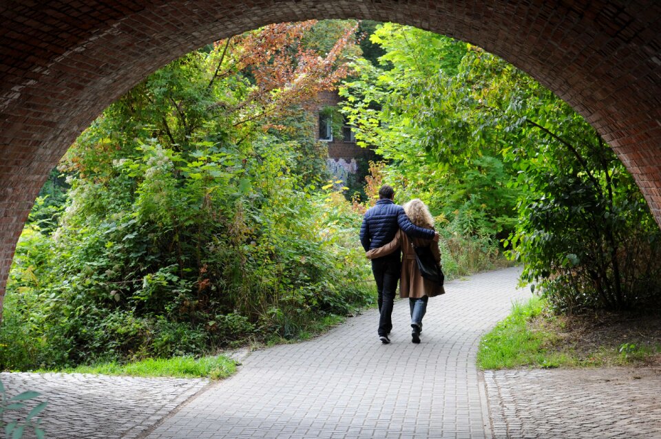 Man woman walk photo