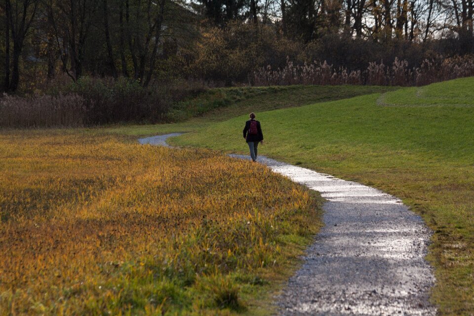 Woman backpack idyll