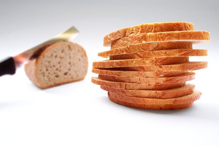 Slice of bread knife cut photo