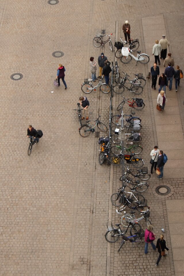 Aerial view human bike