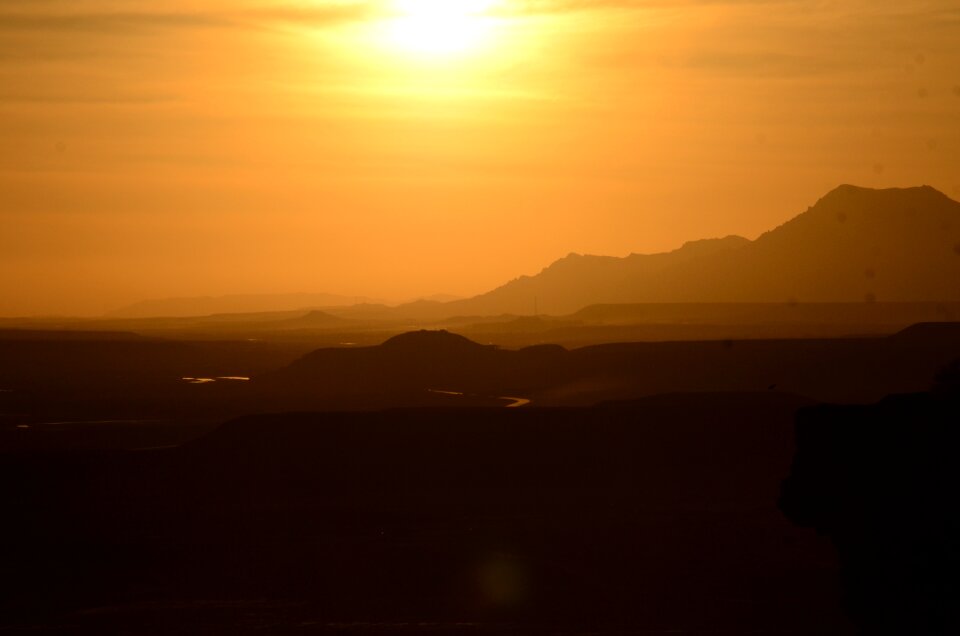 Sunset mountains silhouette photo