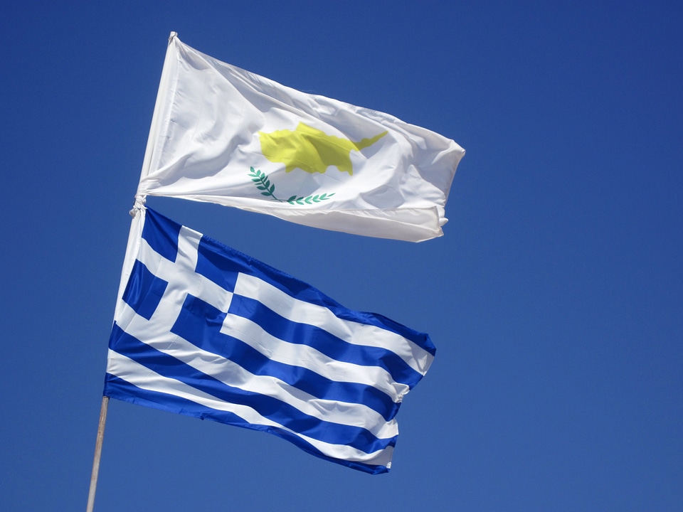 Flags greek greece