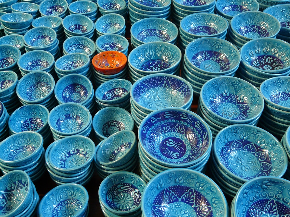 Blue ceramic bowl