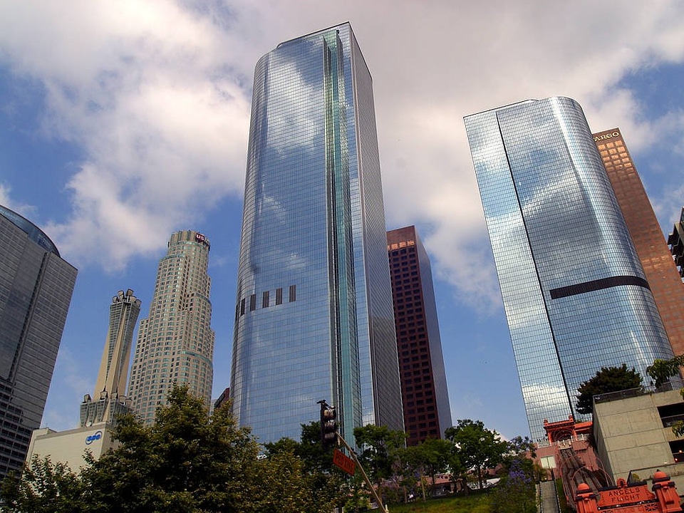 Skyscrapers mirror window