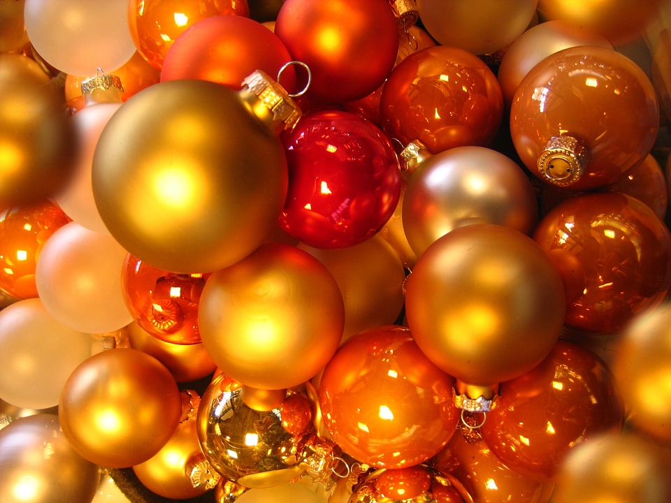 Yellow orange christmas ornaments