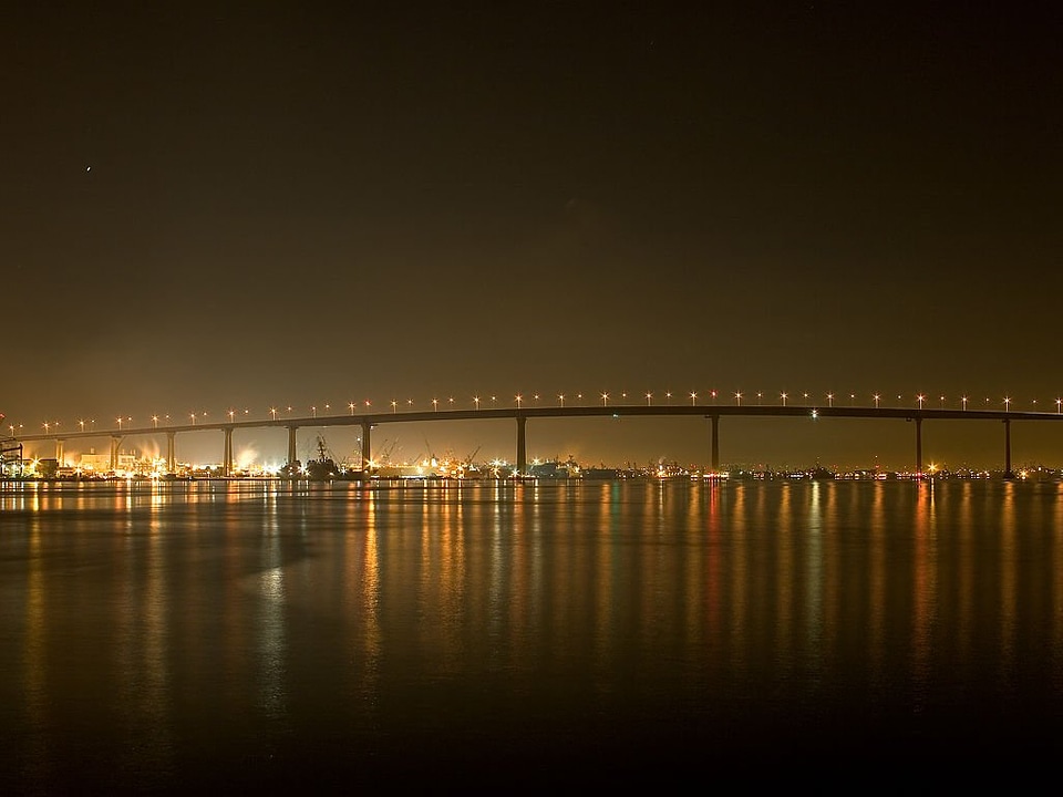 Lights long exposure sea