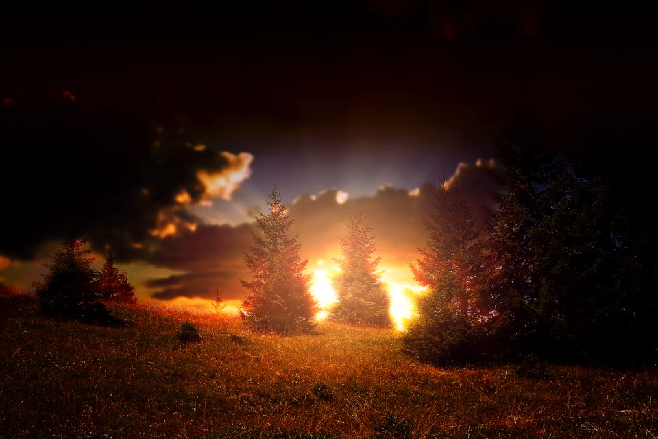 Dark sunset lighting