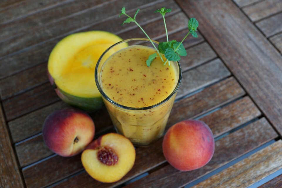 Glass healthy peach