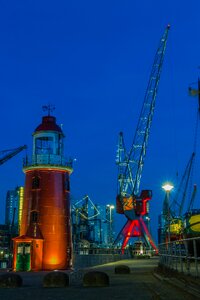 Crane lighthouse at night