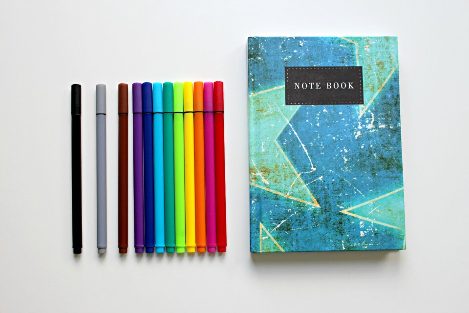 Colorful colored pencils draw