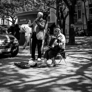 Street musician character accordion