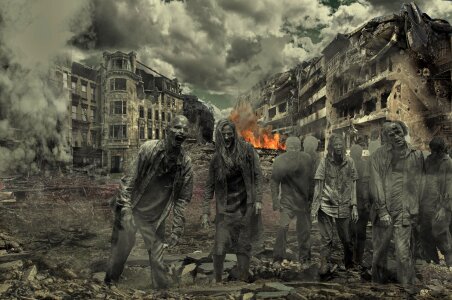 Zombies destroyed city