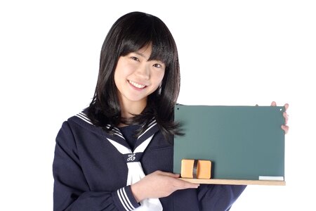 Female student blackboard