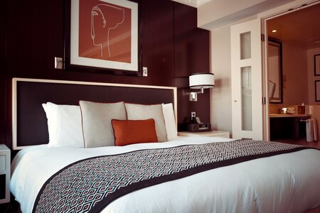 Hotel room bed