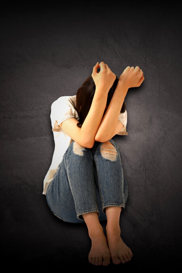 Scared woman girl