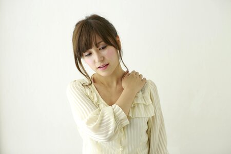 Woman girl neck tension photo