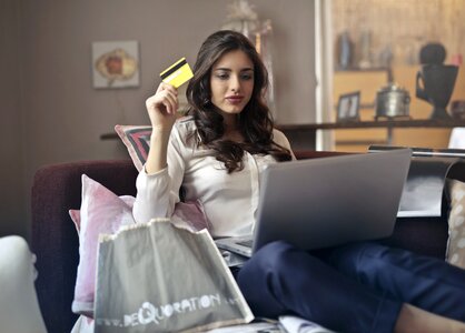 Woman girl online shopping photo