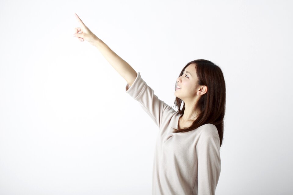 Woman girl pointing finger
