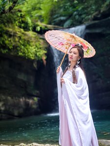 Woman girl portrait waterfall photo