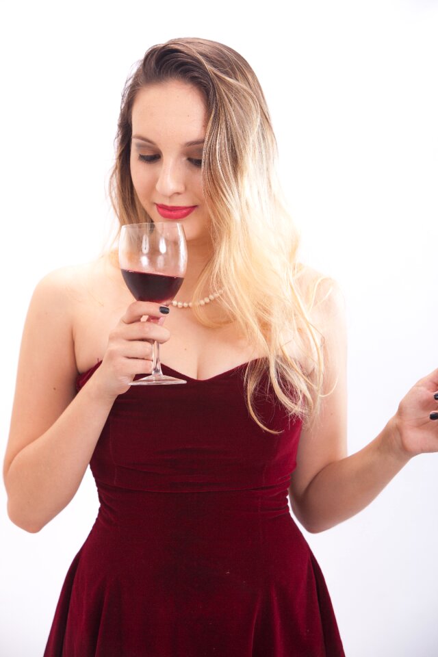 Woman girl portrait wine