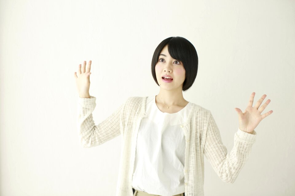 Woman girl surprised