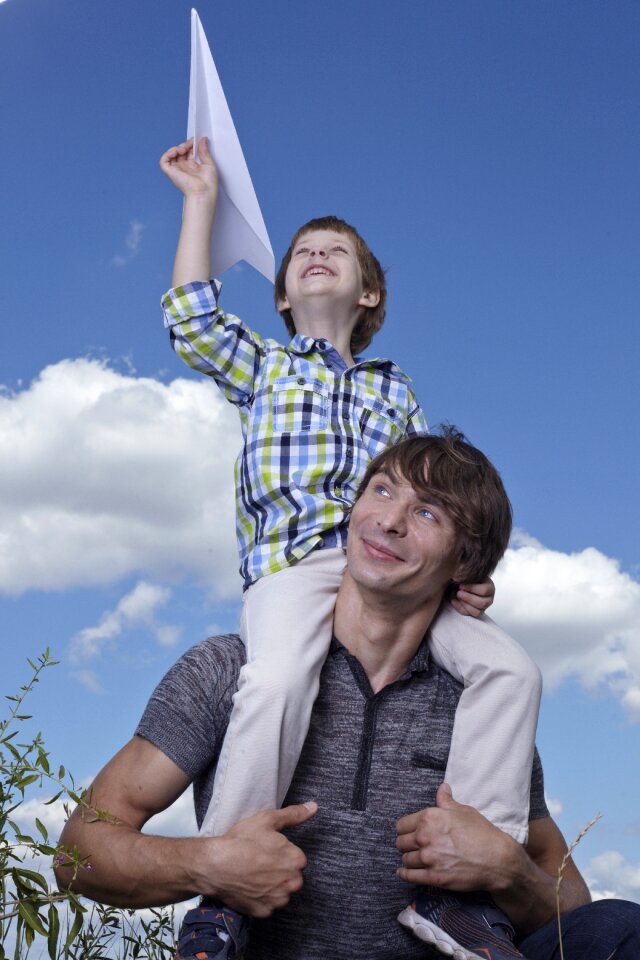 Father son paper airplane
