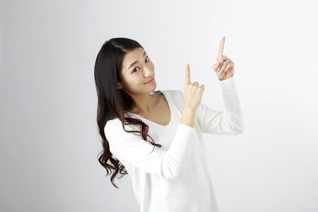 Woman girl pointing finger