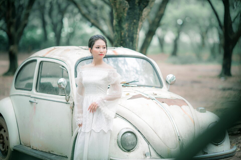 Woman girl portrait car
