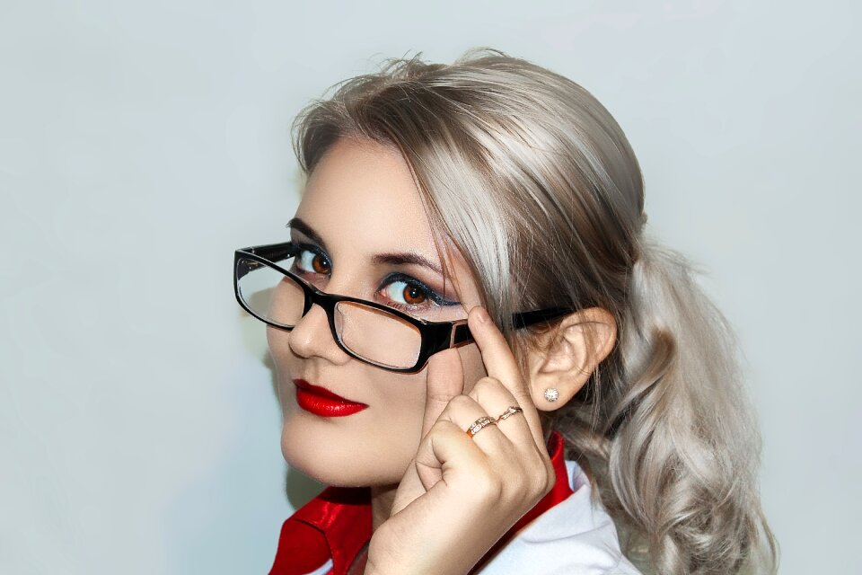 Woman girl portrait glasses