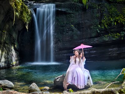 Women girls waterfall photo