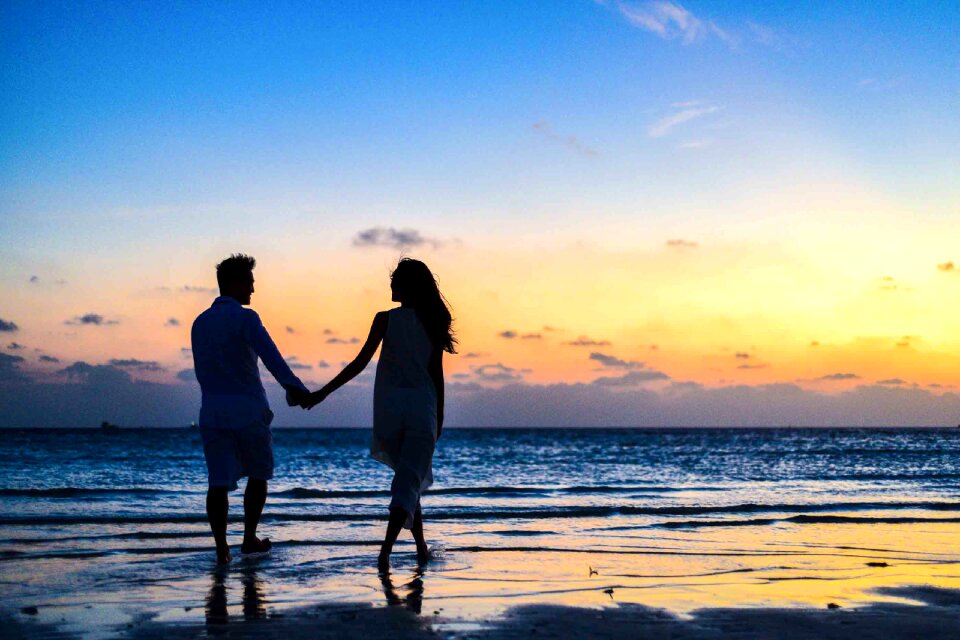 Sunset beach couple