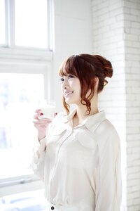 Woman girl drinking water