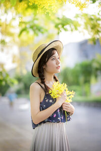 Woman girl portrait flower