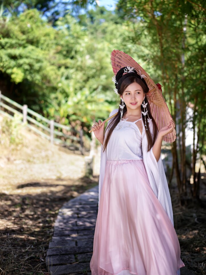 Woman girl portrait parasol