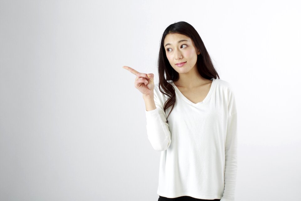 Woman girl pointing finger