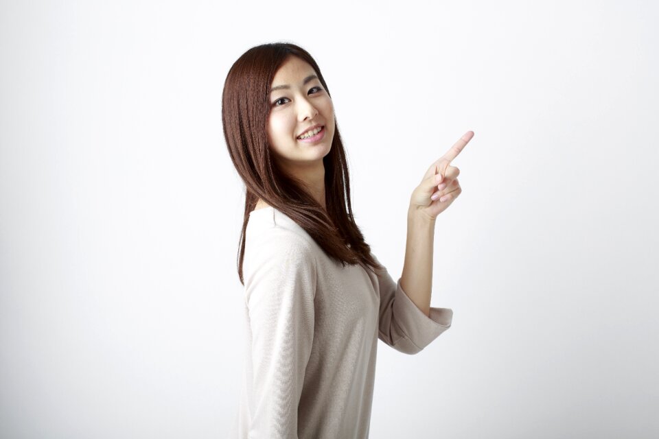 Woman girl pointing finger
