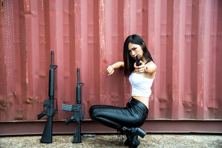 Woman girl assault rifle