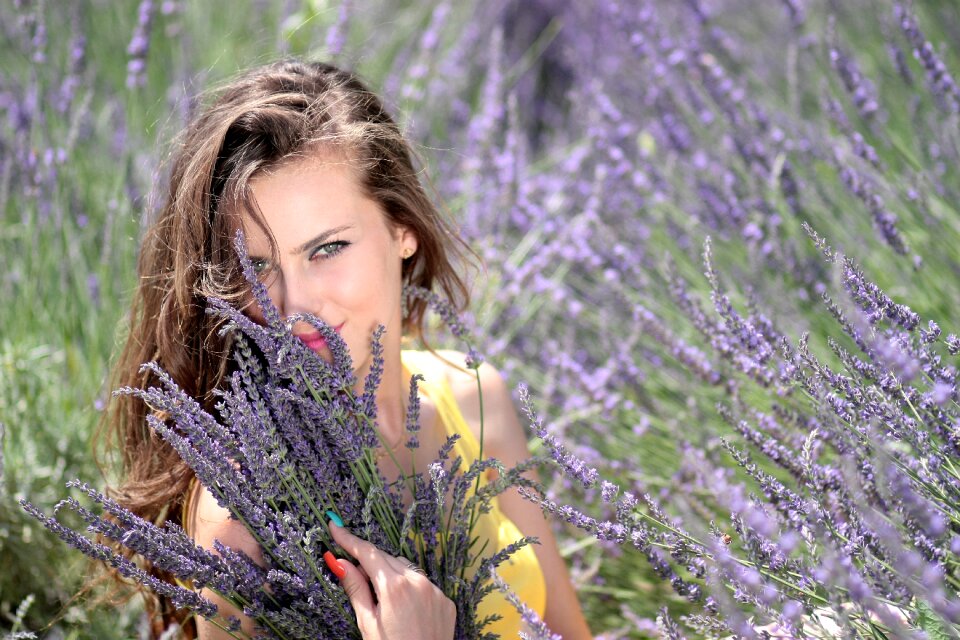 Woman girl portrait lavender