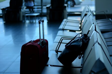 Airport terminal suitcase travel photo
