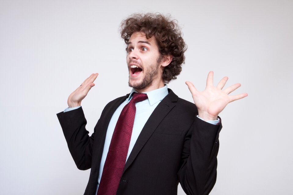 Business man surprised