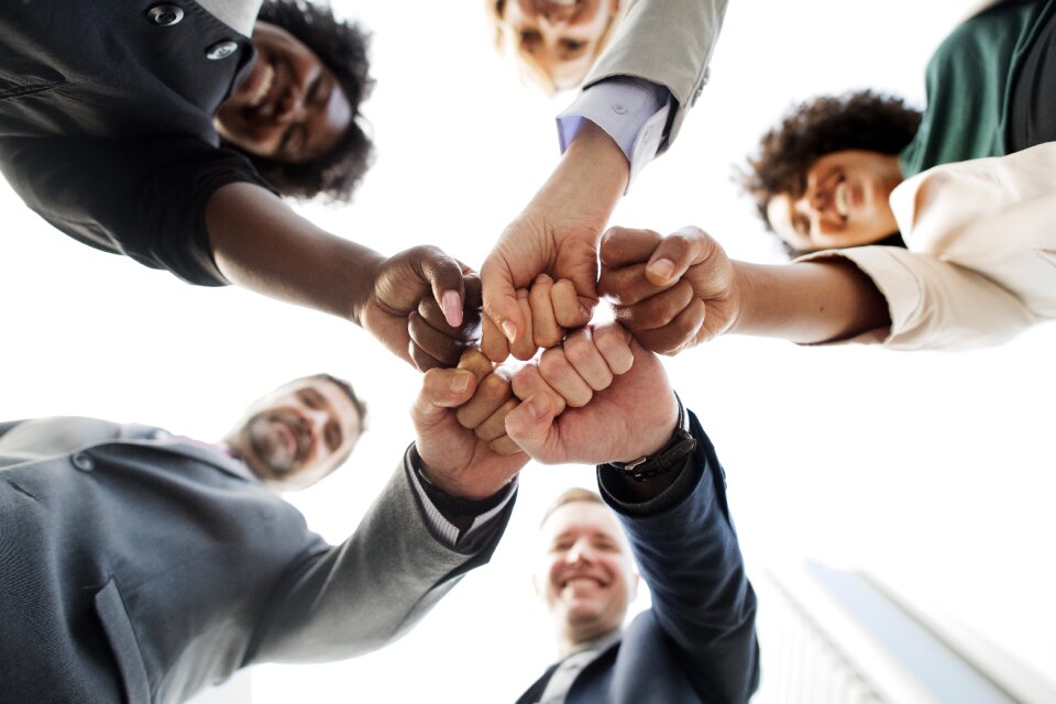 Business team fist bump