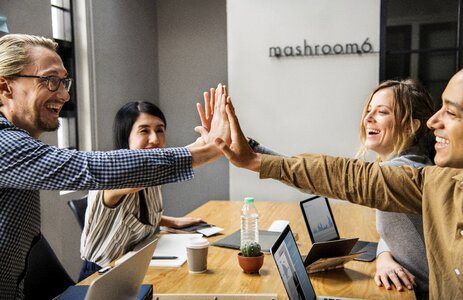 Business teamwork high five
