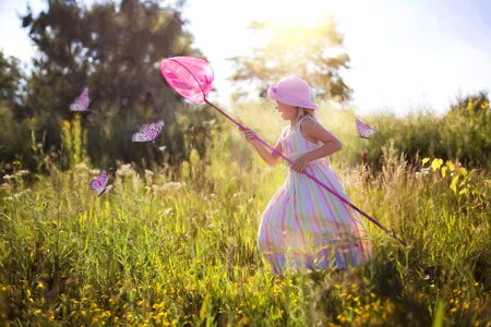 Child girl butterfly